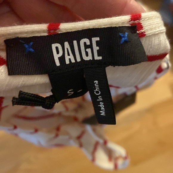 NWT Paige Women’s Rebecca Cherry Red Stripe Thong Bodysuit in size S - Picture 11 of 12